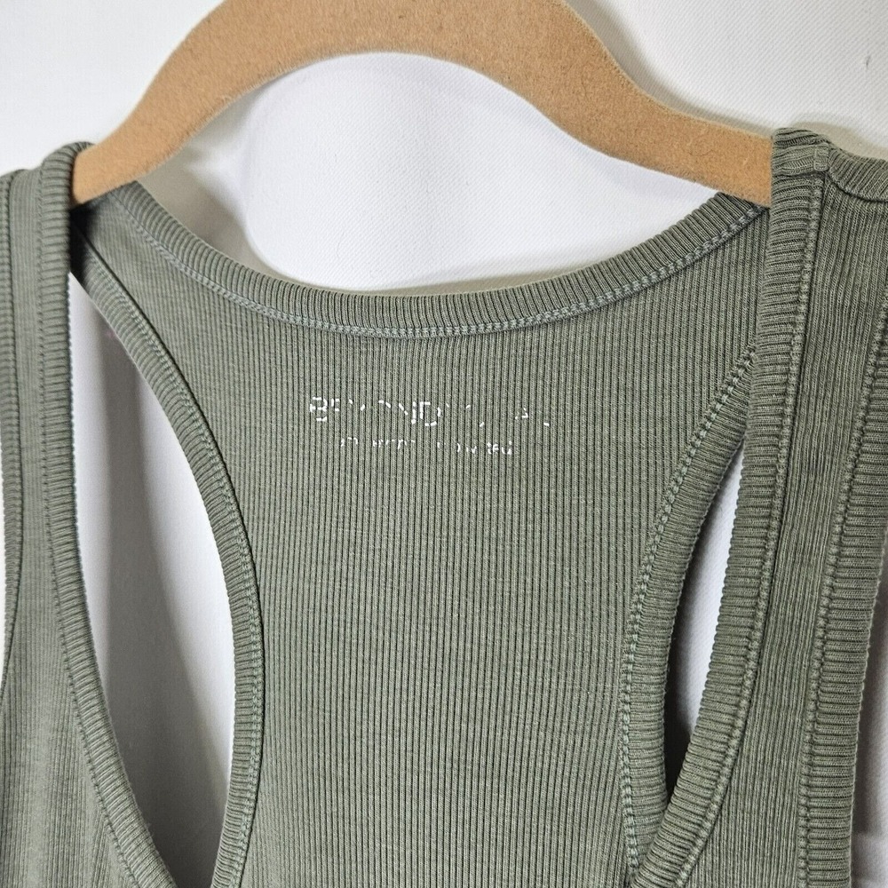 Beyond Yoga‎ Tank Top Olive Green Ribbed Racerback Athletic Activewear Casual L - Picture 3 of 9
